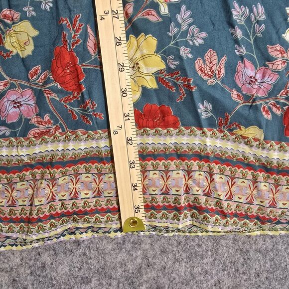 Angie Womens Open Kimono Cover Up Size S - XL Teal Blue Floral Boho Festival - Picture 6 of 8